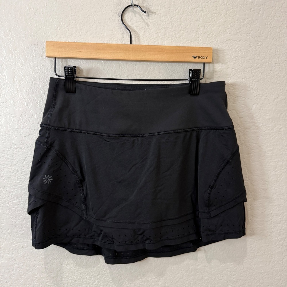 Athleta Black Perforated Layered Skort Size XS Preppy Athletic Tennis Pickeball